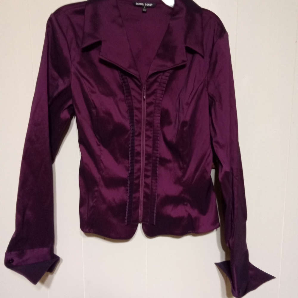 Samuel Dong Purple Satin Blouse